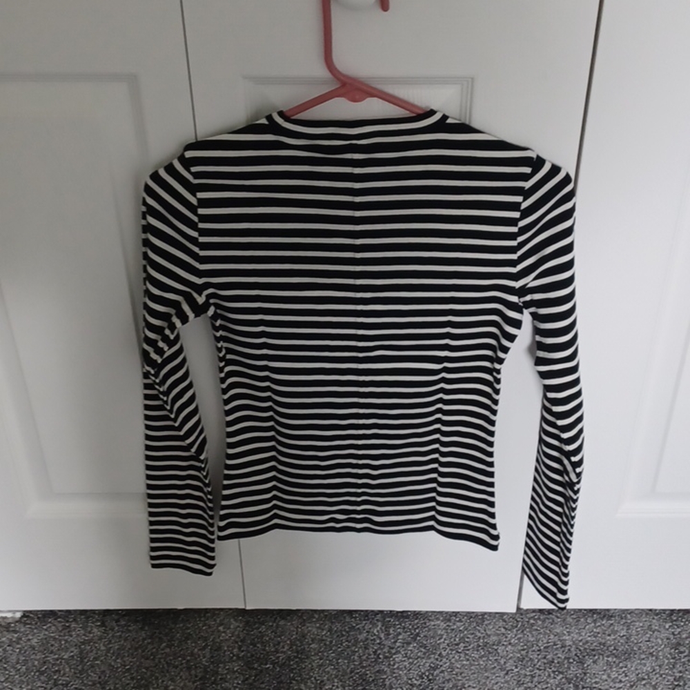 New Madewell The '90's Long-Sleeve Tee in Compact Cotton Bengal Stripe Small - Picture 4 of 6
